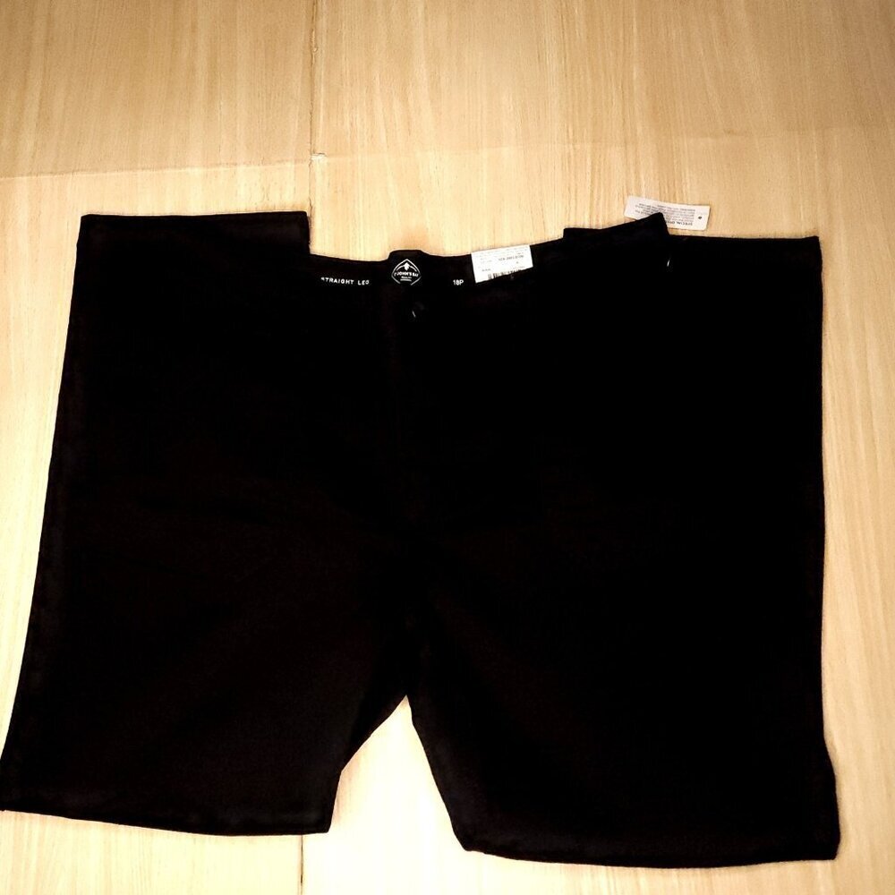 St. John's Bay Womens New Black Petite Straight Leg Pants 18P